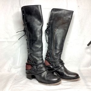 Freebird Coal Black and Red Lace Back Boots size 10
